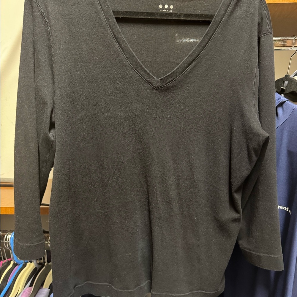 Three Dots black 3/4 Sleeve Top